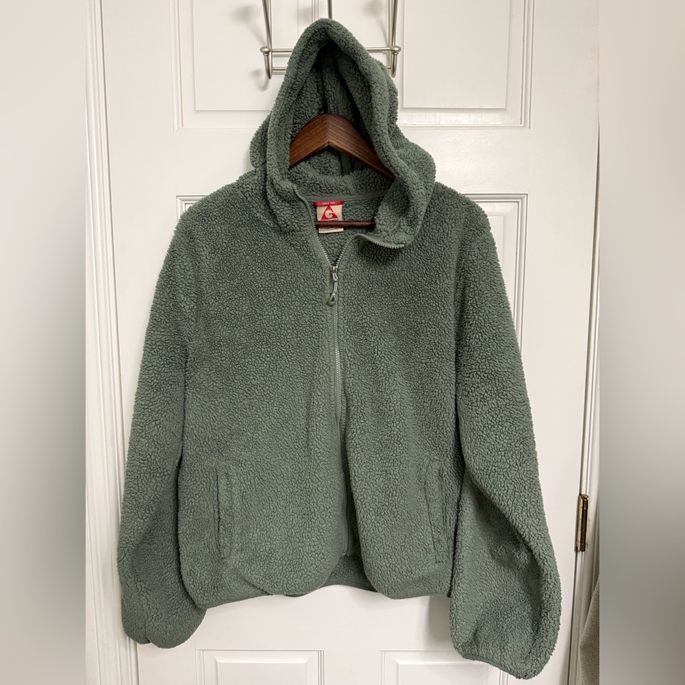 Gerry Cozy Green Sherpa Zip-Up Hoodie Size XL